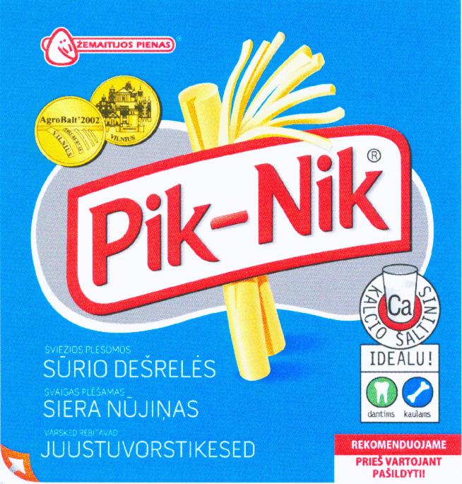 Prekės ženklas: ŽEMAITIJOS PIENAS Pik-Nik SŪRIO DEŠRELĖS
